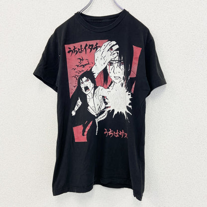 古着 used　NARUTO ナルト 　半袖オリジナルアニメプリントTシャツ　うちはサスケ　黒　カジュアル　クルーネック　Mサイズ