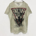 古着 used　半袖アニマルプリントTシャツ　虎　トラ　タイガー　レトロデザイン　クルーネック　カーキー　Lサイズ