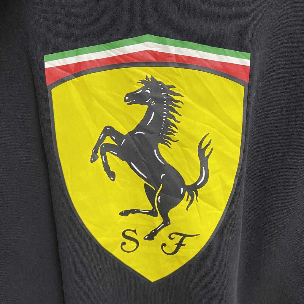 古着 used　PUMA Ferrari　プーマ　フェラーリ　コラボ　長袖ビッグロゴプリントパーカー　フーディー　Mサイズ
