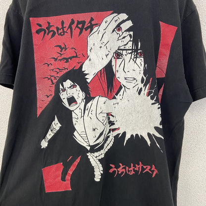 古着 used　NARUTO ナルト 　半袖オリジナルアニメプリントTシャツ　うちはサスケ　黒　カジュアル　クルーネック　Mサイズ