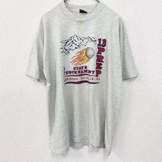 古着 used　90s　半袖プリントTシャツ　USA製　野球　シングルステッチ　クルーネック　灰色　グレー　XLサイズ