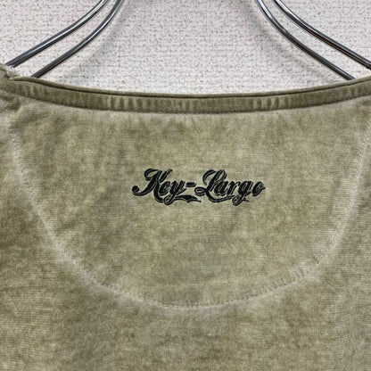 古着 used　半袖アニマルプリントTシャツ　虎　トラ　タイガー　レトロデザイン　クルーネック　カーキー　Lサイズ