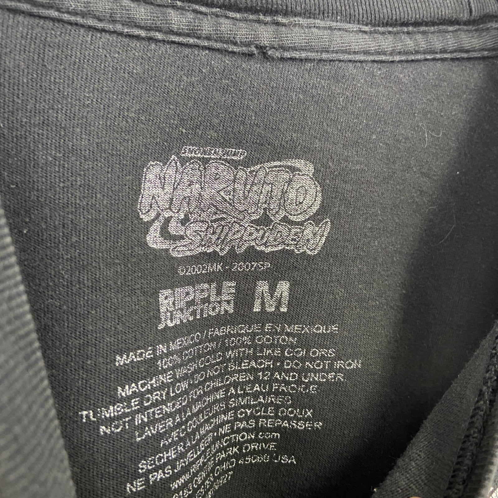 古着 used　NARUTO ナルト 　半袖オリジナルアニメプリントTシャツ　うちはサスケ　黒　カジュアル　クルーネック　Mサイズ