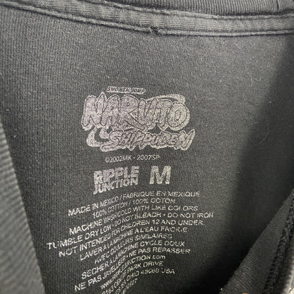 古着 used　NARUTO ナルト 　半袖オリジナルアニメプリントTシャツ　うちはサスケ　黒　カジュアル　クルーネック　Mサイズ