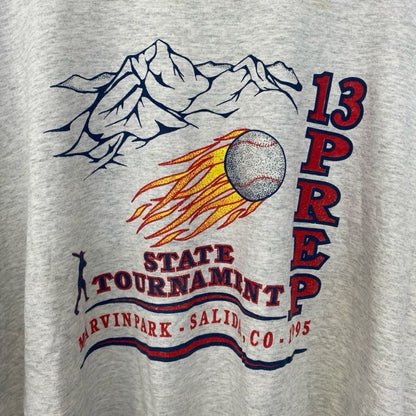古着 used　90s　半袖プリントTシャツ　USA製　野球　シングルステッチ　クルーネック　灰色　グレー　XLサイズ