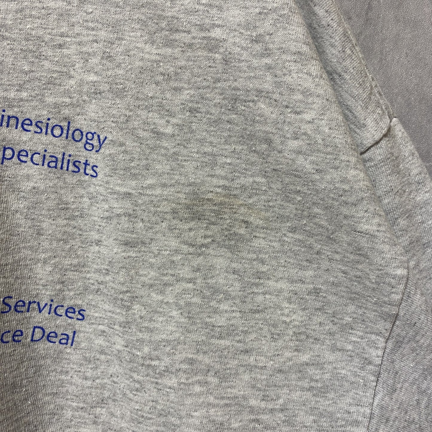 古着 used　半袖プリントTシャツ　クルーネック　霜降りカラー　バックプリント　レトロデザイン　Lサイズ