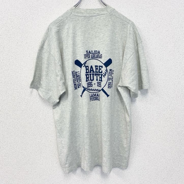 古着 used　90s　半袖プリントTシャツ　USA製　野球　シングルステッチ　クルーネック　灰色　グレー　XLサイズ