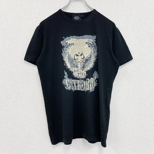 古着 used　SOUTH WEST　半袖アニマルプリントTシャツ　フクロウ　梟　レトロ　クルーネック　黒　ブラック　Ｍサイズ　