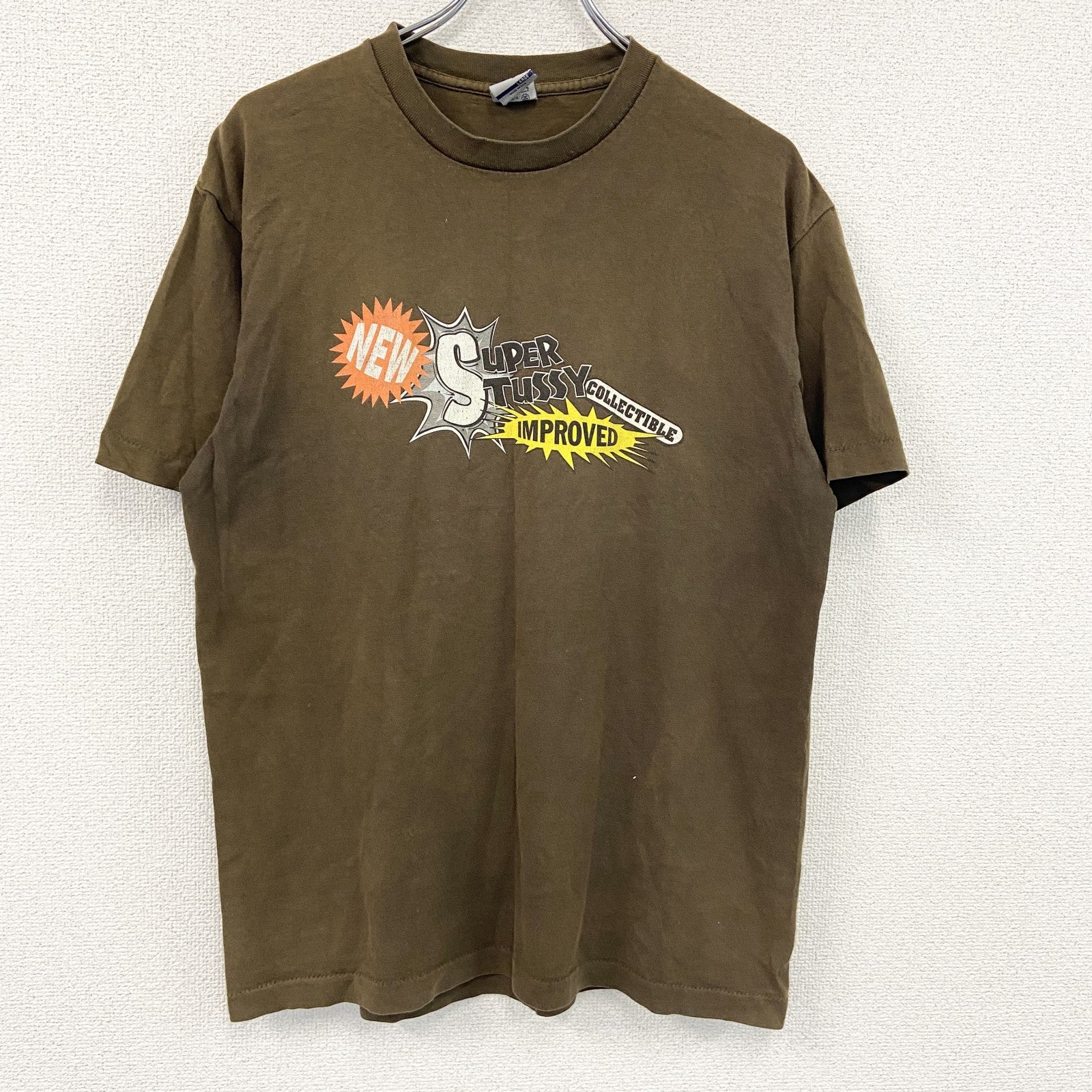 OLD STUSSY　オールドステューシ　半袖プリントTシャツ　シングルステッチ　茶色　ブラウン　Lサイズ