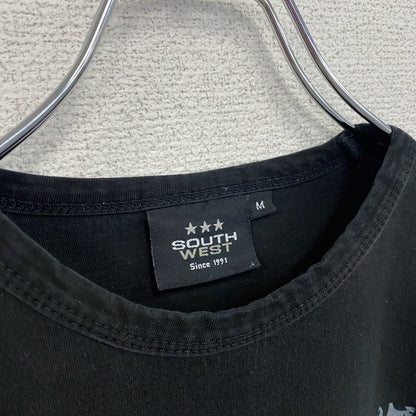 古着 used　SOUTH WEST　半袖アニマルプリントTシャツ　フクロウ　梟　レトロ　クルーネック　黒　ブラック　Ｍサイズ　