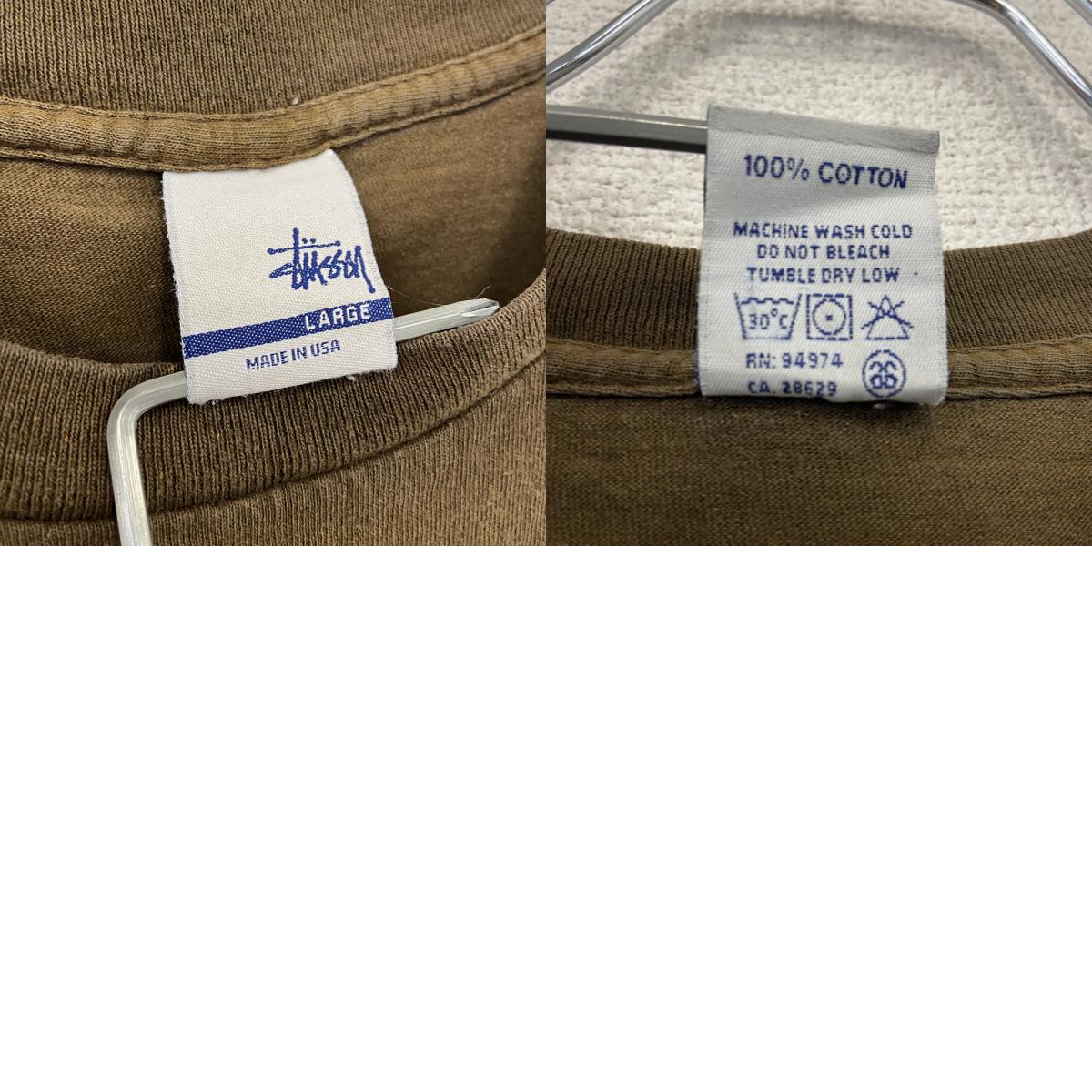 OLD STUSSY　オールドステューシ　半袖プリントTシャツ　シングルステッチ　茶色　ブラウン　Lサイズ