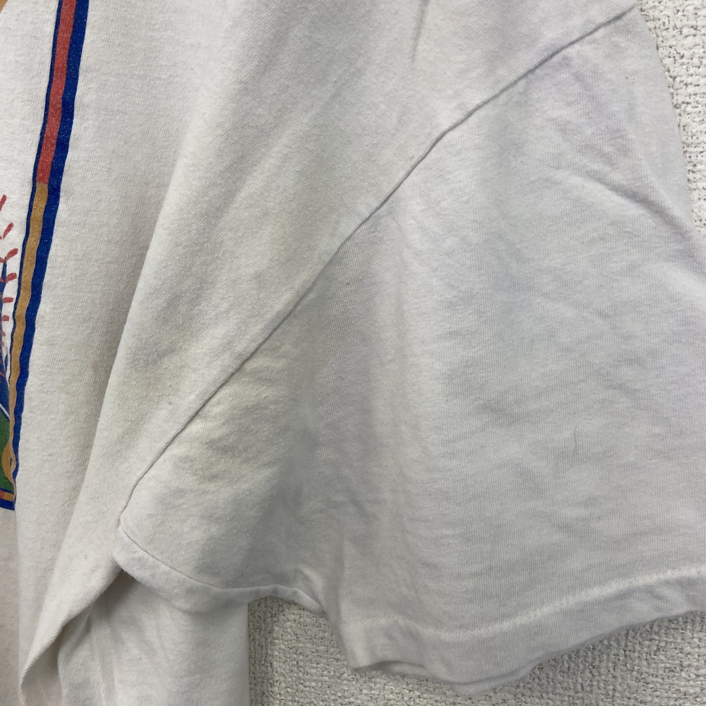 古着 used　Hanes ヘインズ 　半袖プリントTシャツ　白　シングルステッチ　90s　野球　クルーネック　XXLサイズ