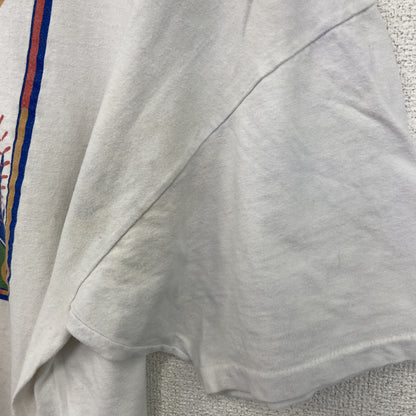 古着 used　Hanes ヘインズ 　半袖プリントTシャツ　白　シングルステッチ　90s　野球　クルーネック　XXLサイズ
