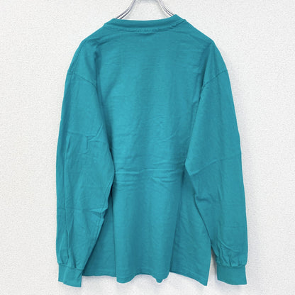 古着 used　90s　長袖プリントTシャツ　USA製　コットン100%　シングルステッチ　クルーネック　グリーン　XLサイズ