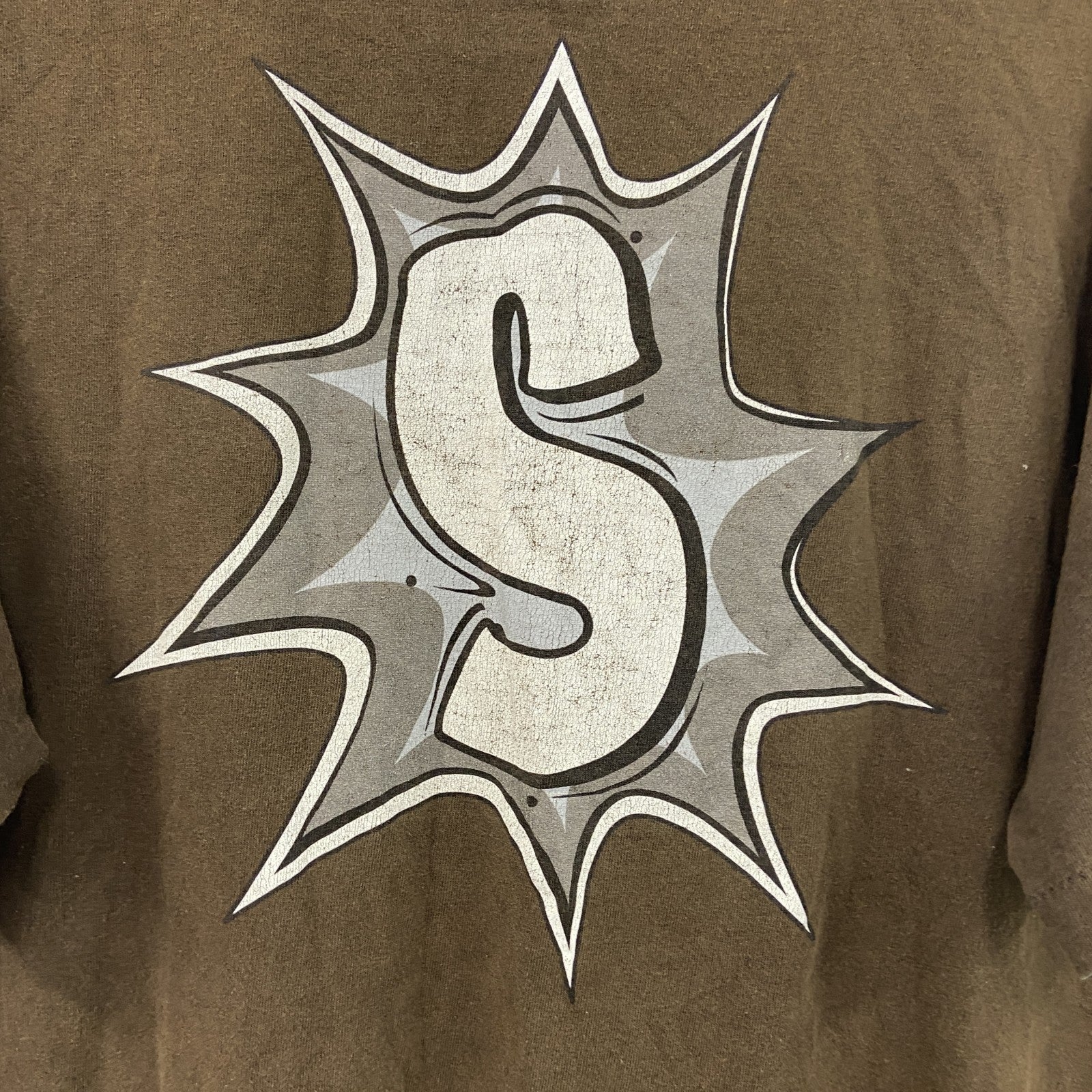 OLD STUSSY　オールドステューシ　半袖プリントTシャツ　シングルステッチ　茶色　ブラウン　Lサイズ