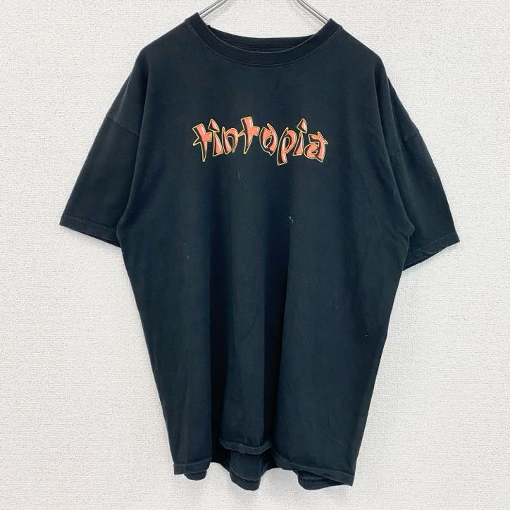 FRUIT OF THE LOOＭ　半袖バックプリントTシャツ　両面プリント　英字プリント　クルーネック　黒　ブラック　XLサイズ