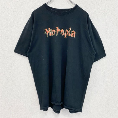 FRUIT OF THE LOOＭ　半袖バックプリントTシャツ　両面プリント　英字プリント　クルーネック　黒　ブラック　XLサイズ