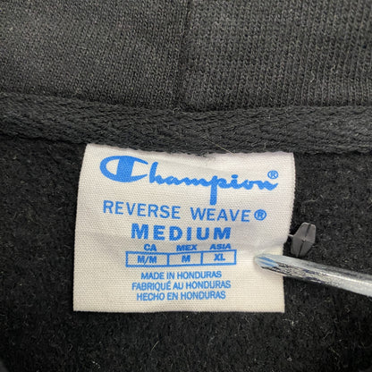 Champion　チャンピオン　リバースウィーブ　スウェットパーカー/フーディー　3連プリント　現行　黒　ブラック　Mサイズ