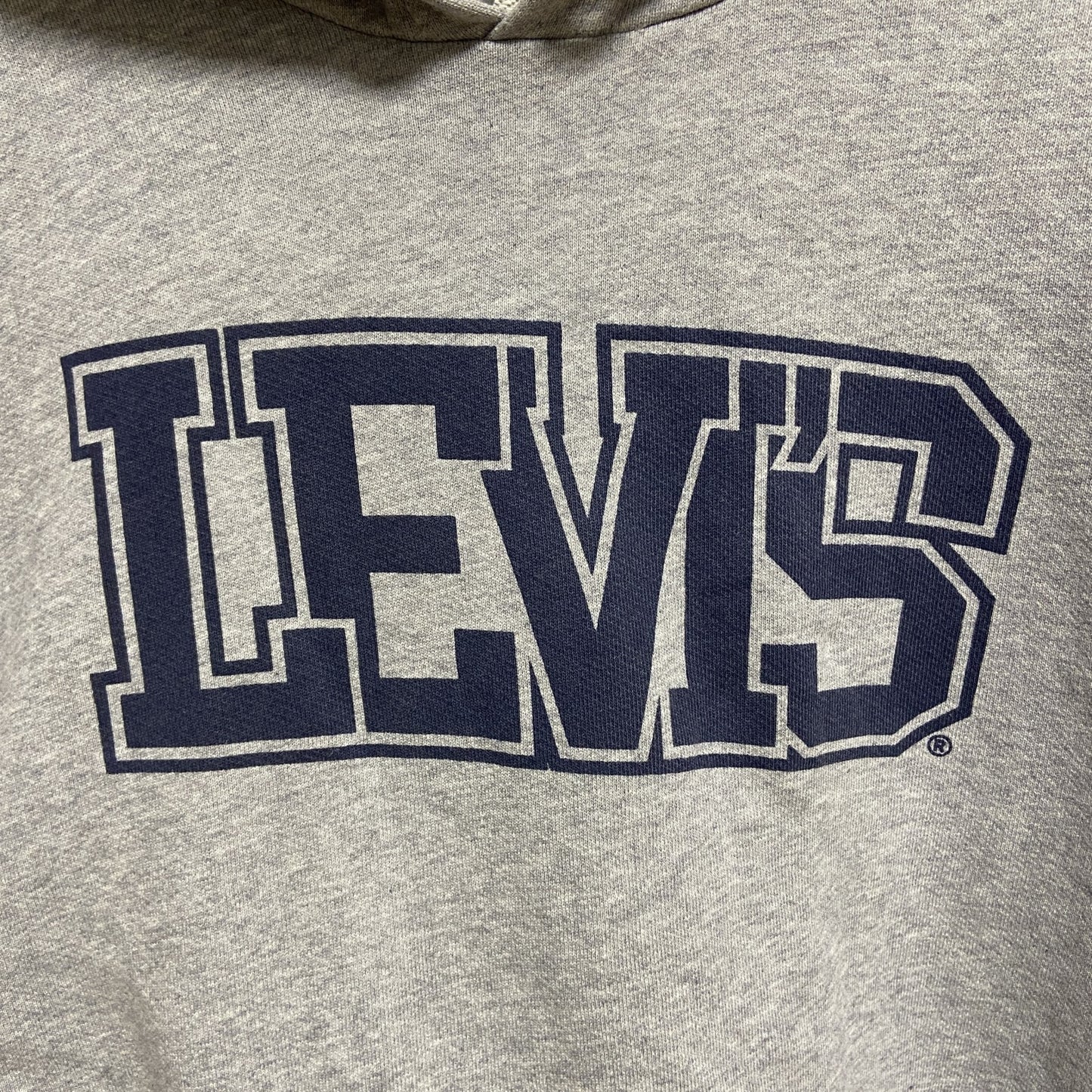 古着 used　Levis リーバイス　長袖ロゴプリントパーカー　フーディー　レトロデザイン　グレー　Mサイズ