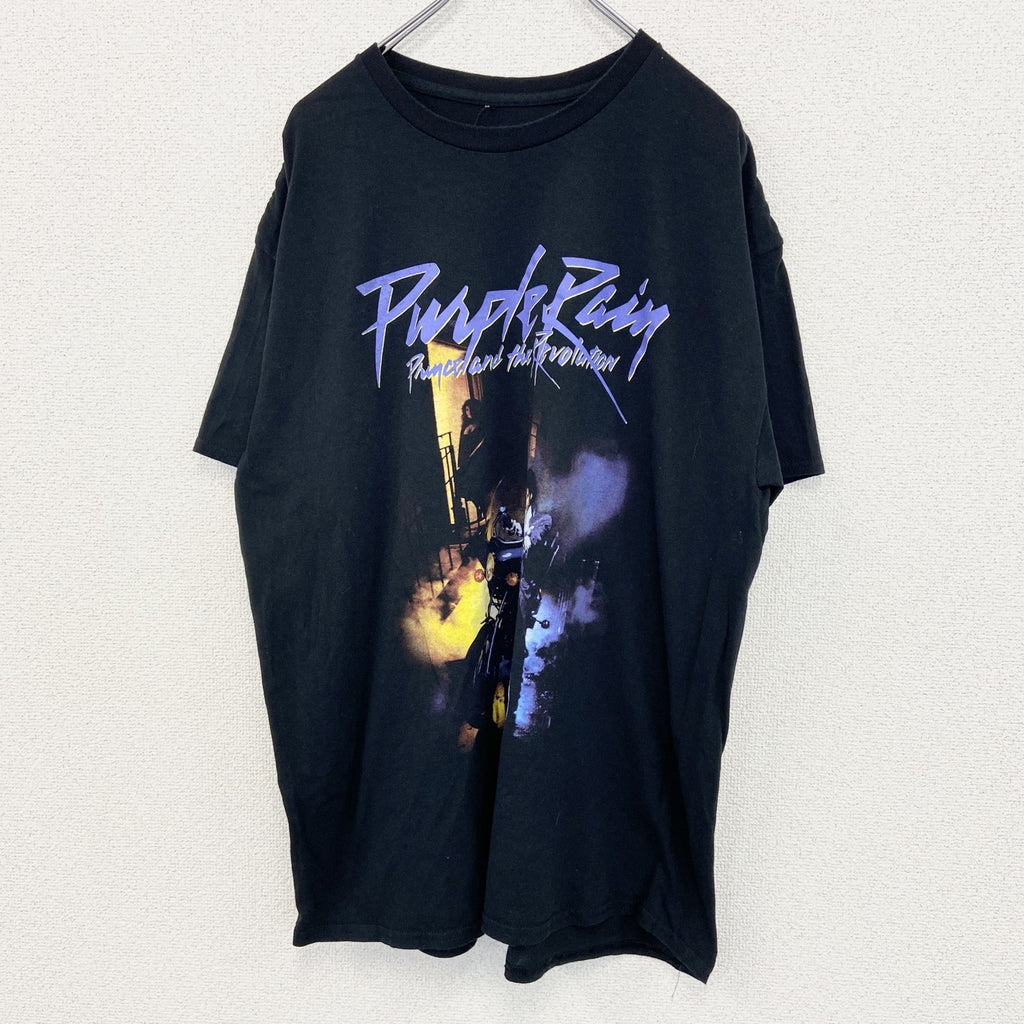古着 used　THE PRINCE ESTATE　半袖ミュージカルプリントTシャツ　黒　プリンス　パープル　レイン　XLサイズ