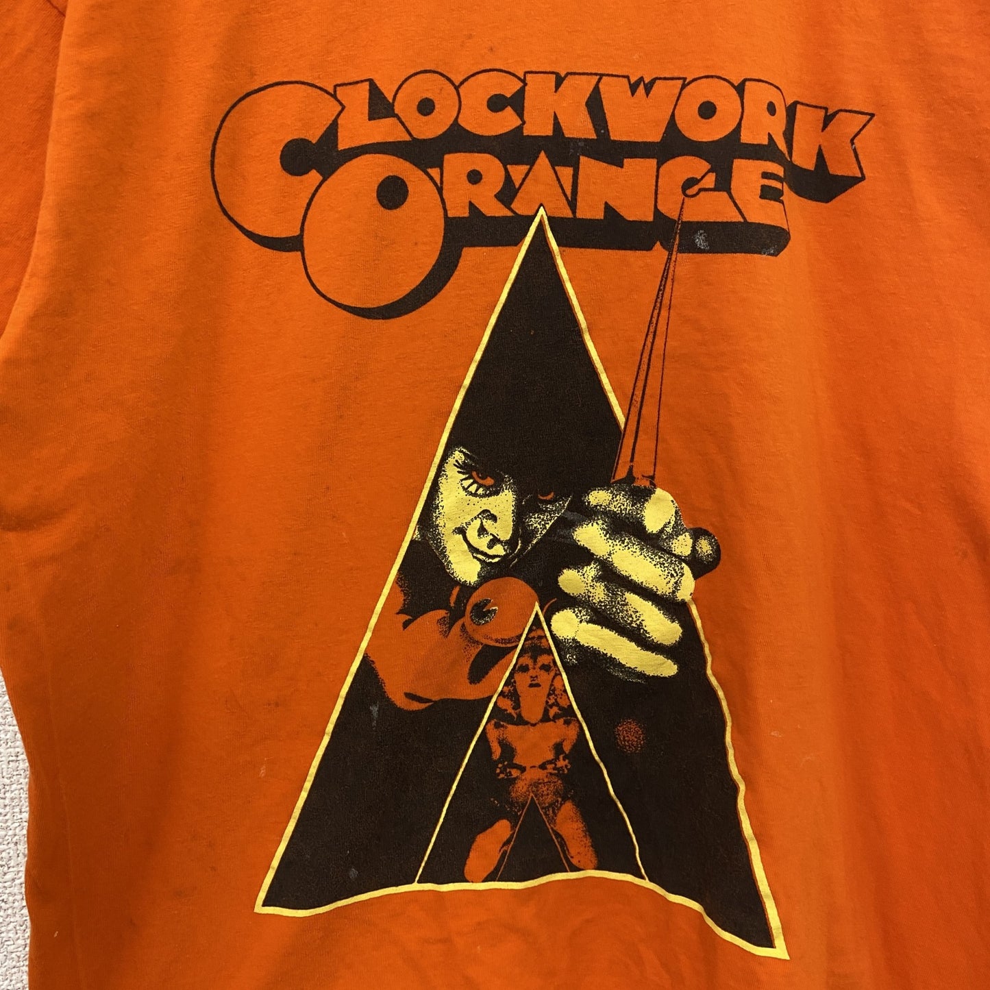 古着 used　CLOCK WORK ORANGE　半袖ムービープリントTシャツ　レトロ　クルーネック　時計じかけのオレンジ　