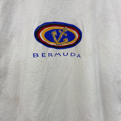 古着 used　SIGUNAL SPORT　半袖プリントTシャツ　BERMUDA　白　シングルステッチ　90s　XLサイズ