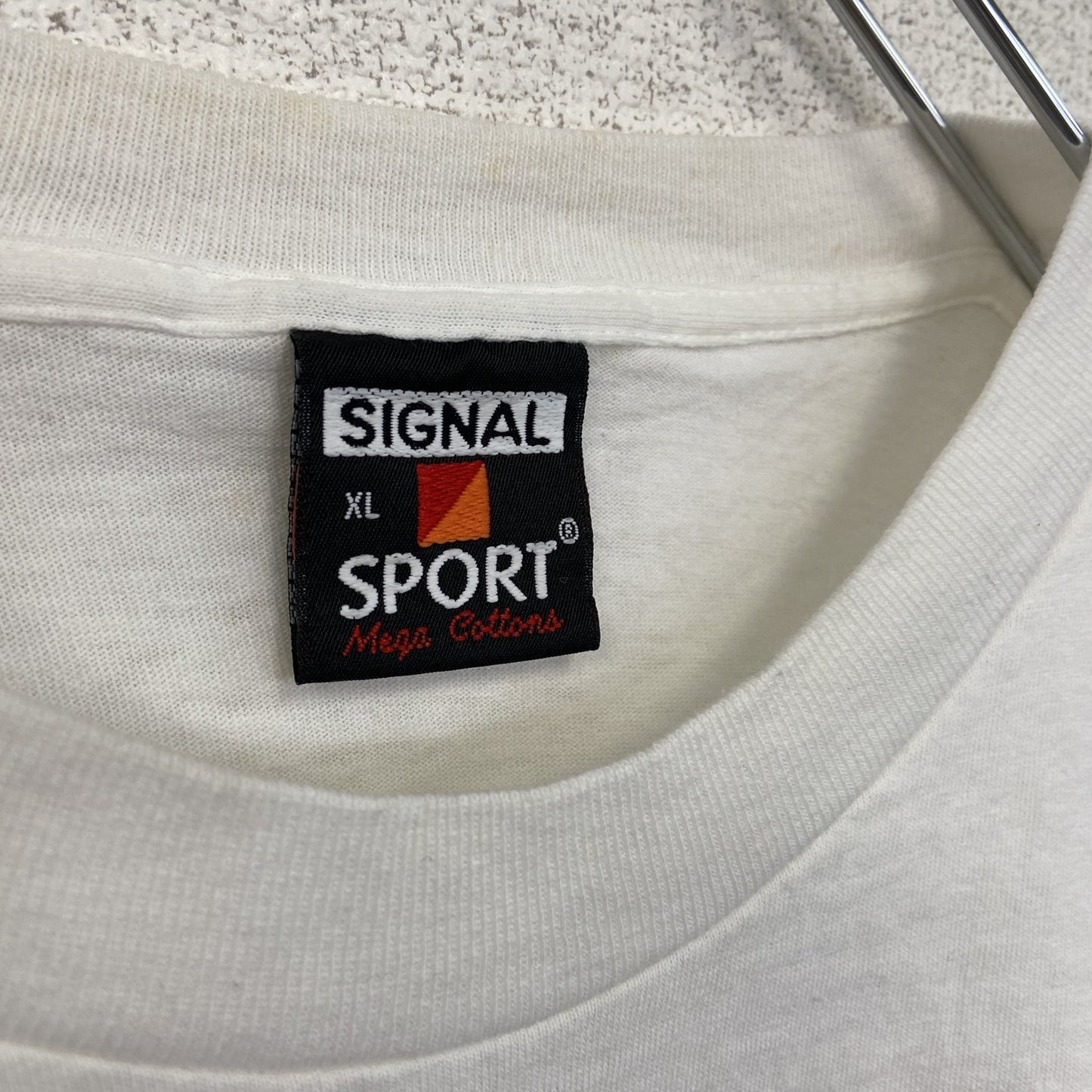 古着 used　SIGUNAL SPORT　半袖プリントTシャツ　BERMUDA　白　シングルステッチ　90s　XLサイズ