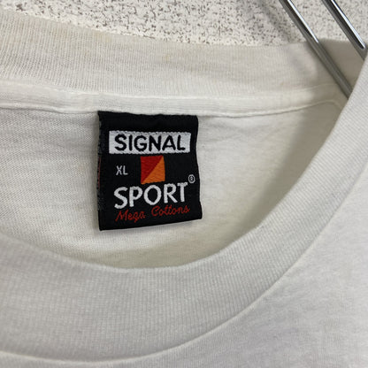 古着 used　SIGUNAL SPORT　半袖プリントTシャツ　BERMUDA　白　シングルステッチ　90s　XLサイズ