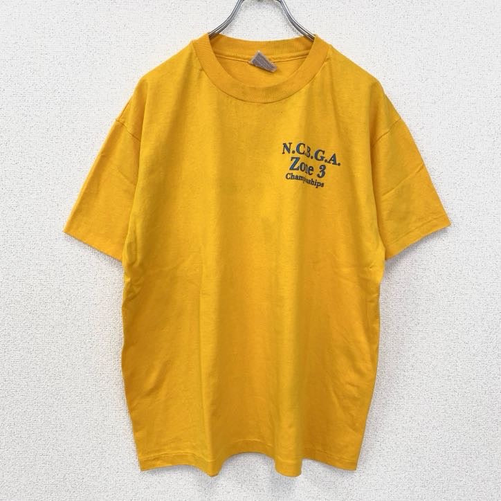 古着 used　ヘインズ　ヘビーウエイト　90s　半袖プリントTシャツ　USA製　新体操　シングルステッチ　イエロー　Lサイズ