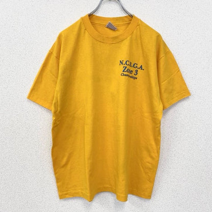 古着 used　ヘインズ　ヘビーウエイト　90s　半袖プリントTシャツ　USA製　新体操　シングルステッチ　イエロー　Lサイズ
