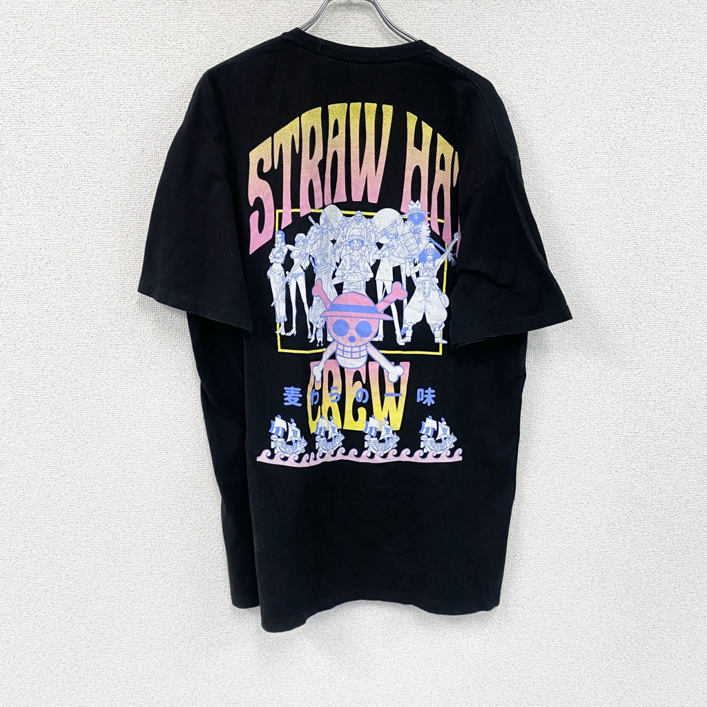 ONE PIECE　ワンピース　麦わらの一味　半袖プリントアニメTシャツ　キャラクター　黒　ブラック　XLサイズ