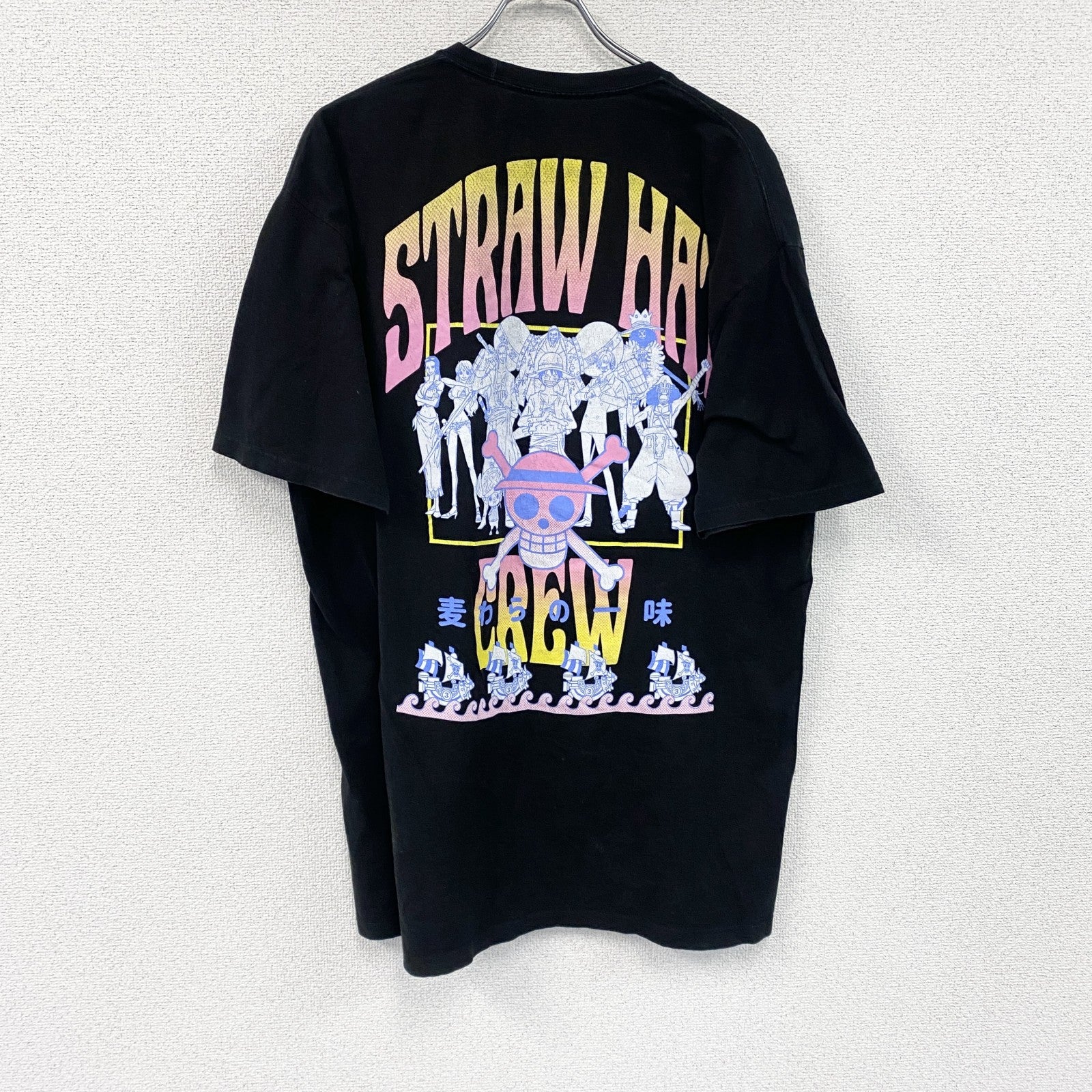 ONE PIECE　ワンピース　麦わらの一味　半袖プリントアニメTシャツ　キャラクター　黒　ブラック　XLサイズ