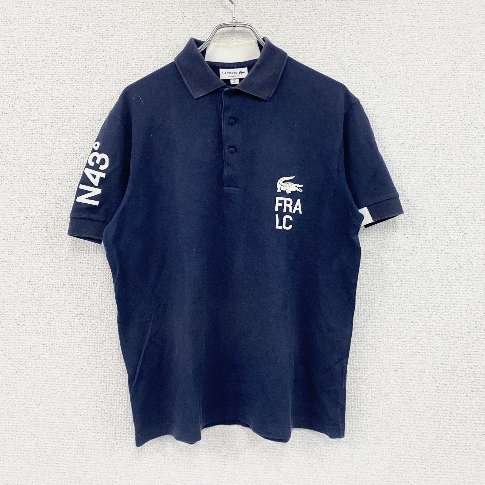 LACOSTE　ラコステ　半袖ポロシャツ　紺　ネイビー　Lサイズ