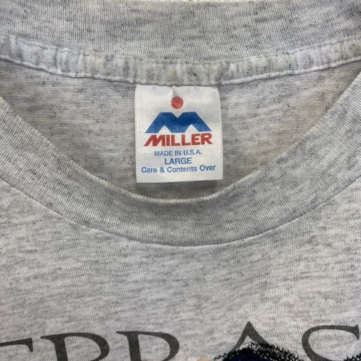 古着 used　90s　半袖アニマルプリントTシャツ　USA製　シングルステッチ　鴨　ダック　灰色　グレー　Lサイズ