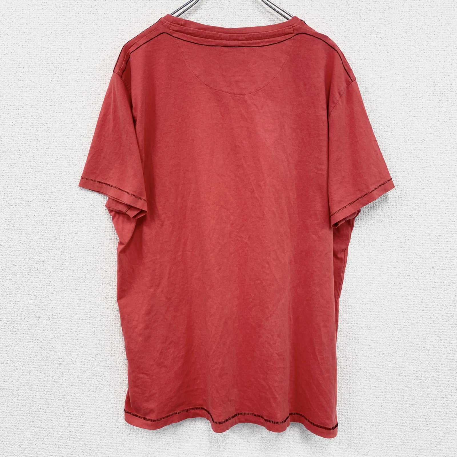 古着 used　90s　半袖プリントTシャツ　シングルステッチ　ロサンゼルス　レトロ　クルーネック　赤　レッド　XXLサイズ