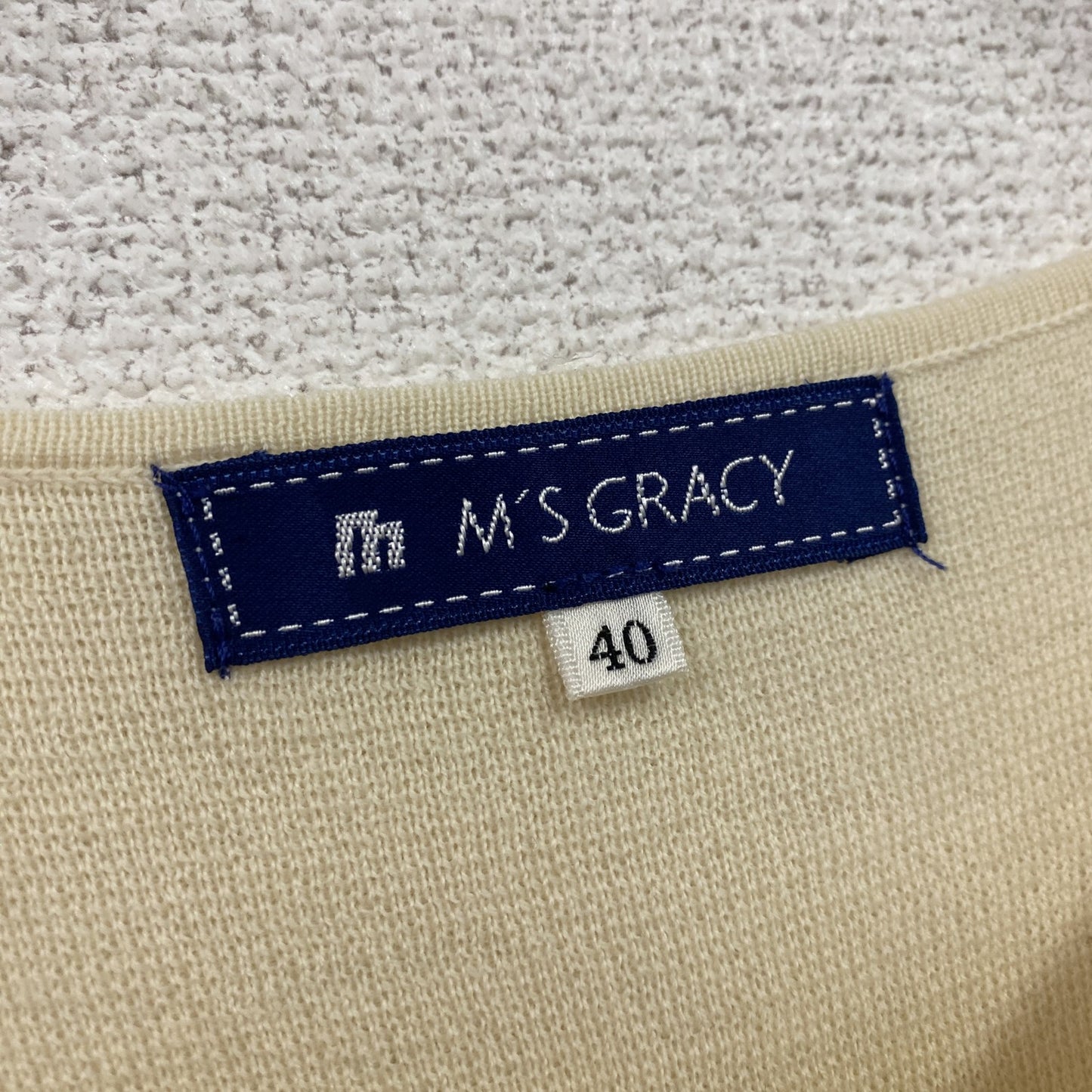M'S GRACY　エムズグレイシー　半袖ウールニットワンピース　バイカラー　アイボリー　黒　ブラック　40サイズ