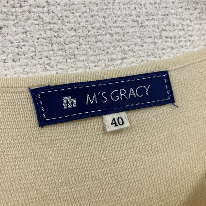 M'S GRACY　エムズグレイシー　半袖ウールニットワンピース　バイカラー　アイボリー　黒　ブラック　40サイズ