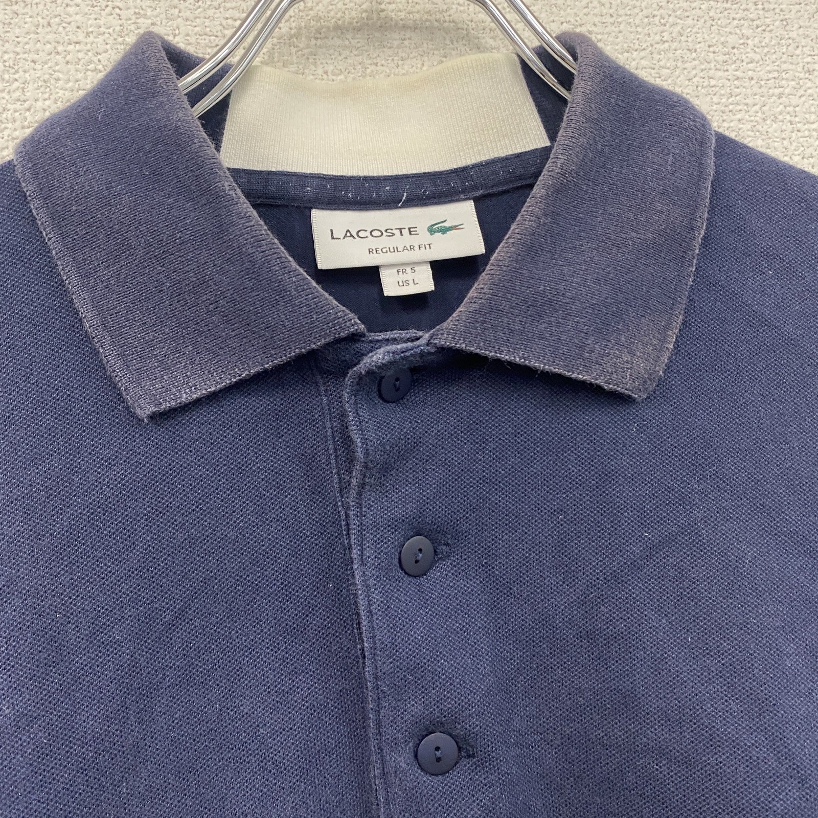 LACOSTE　ラコステ　半袖ポロシャツ　紺　ネイビー　Lサイズ