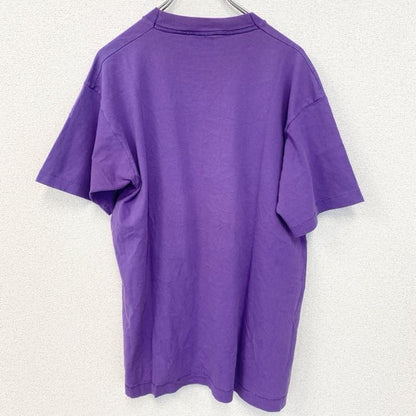 古着 used　フルーツオブザルーム　90s　半袖プリントTシャツ　コットン100%　シングルステッチ　猫　紫　Lサイズ