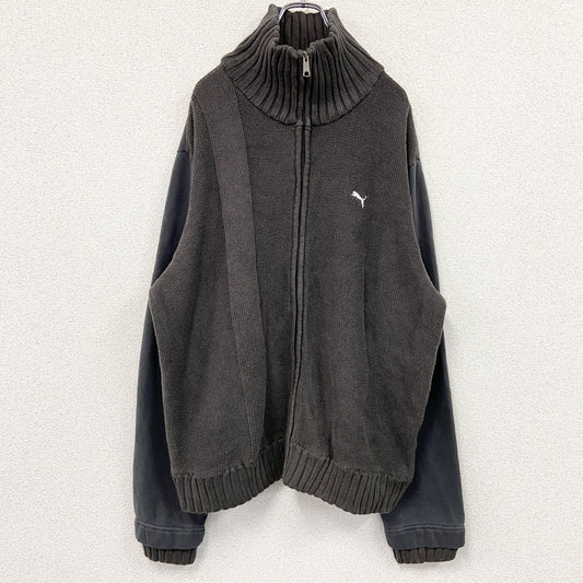 PUMA　プーマ　フルジップコットンニットジャケット　灰色　グレー　2XLサイズ