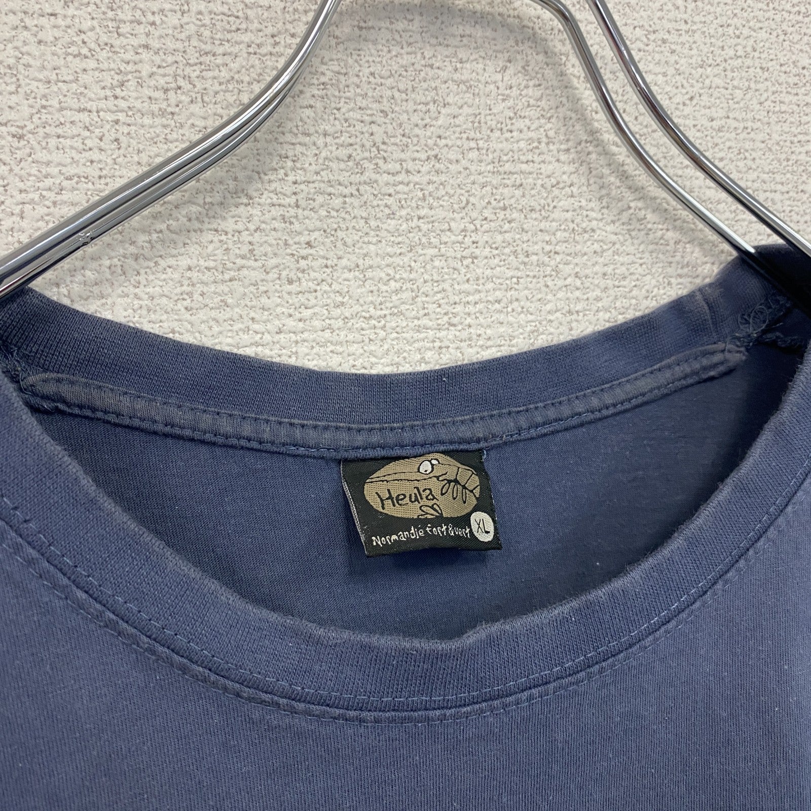 古着 used　半袖プリントTシャツ　バイキング　北欧神話　レトロデザイン　クルーネック　紺　ネイビー　XLサイズ
