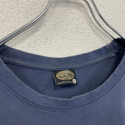 古着 used　半袖プリントTシャツ　バイキング　北欧神話　レトロデザイン　クルーネック　紺　ネイビー　XLサイズ