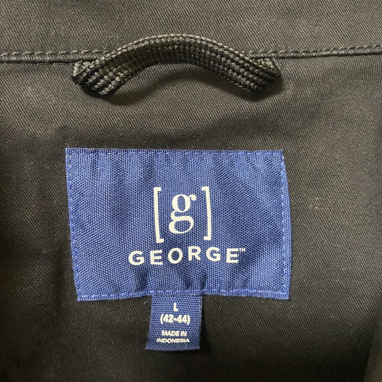 古着 used　GEORGE　長袖ワークジャケット　ジップアップブルゾン　カバーオール　アウター　レトロ　黒　ブラック　Lサイズ