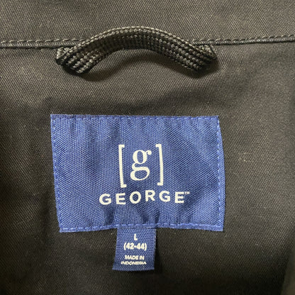 古着 used　GEORGE　長袖ワークジャケット　ジップアップブルゾン　カバーオール　アウター　レトロ　黒　ブラック　Lサイズ