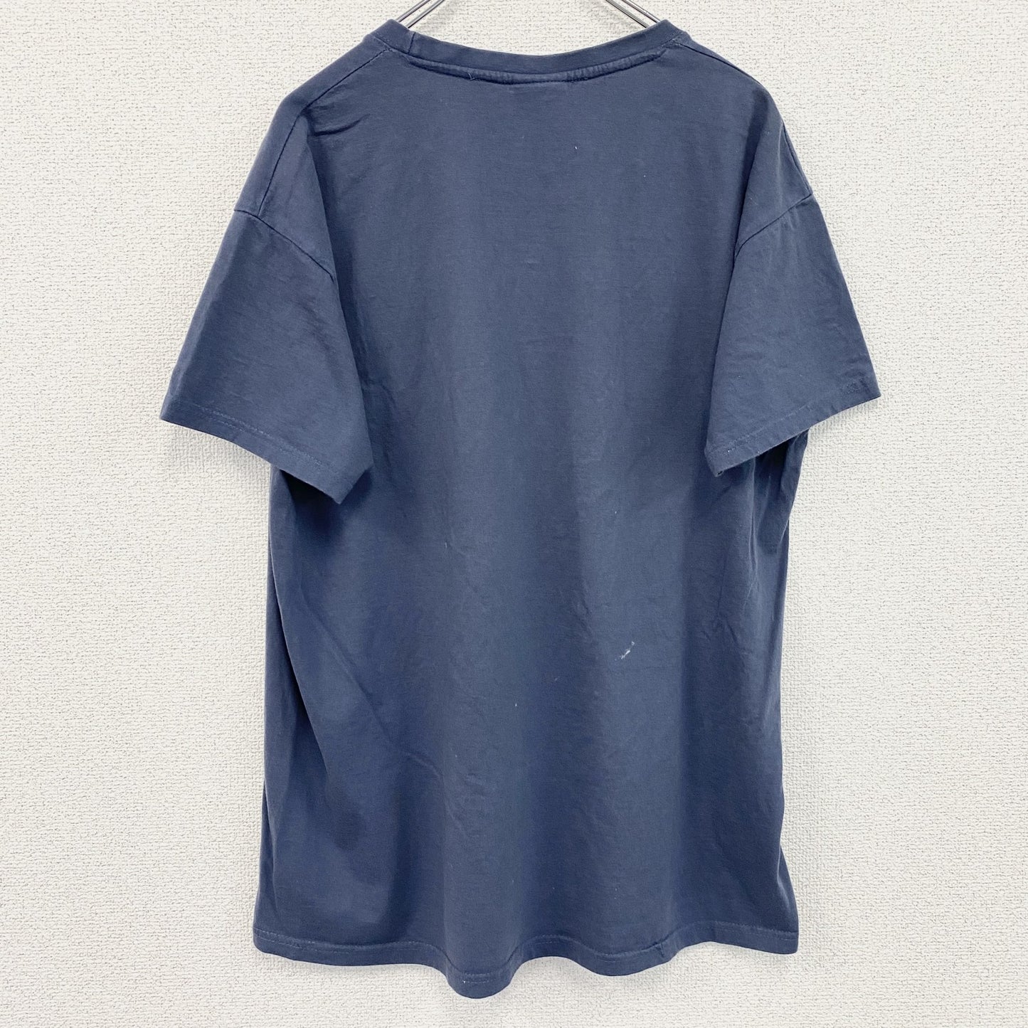 古着 used　半袖プリントTシャツ　バイキング　北欧神話　レトロデザイン　クルーネック　紺　ネイビー　XLサイズ