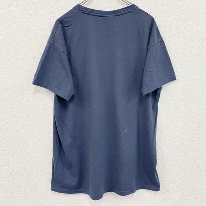 古着 used　半袖プリントTシャツ　バイキング　北欧神話　レトロデザイン　クルーネック　紺　ネイビー　XLサイズ