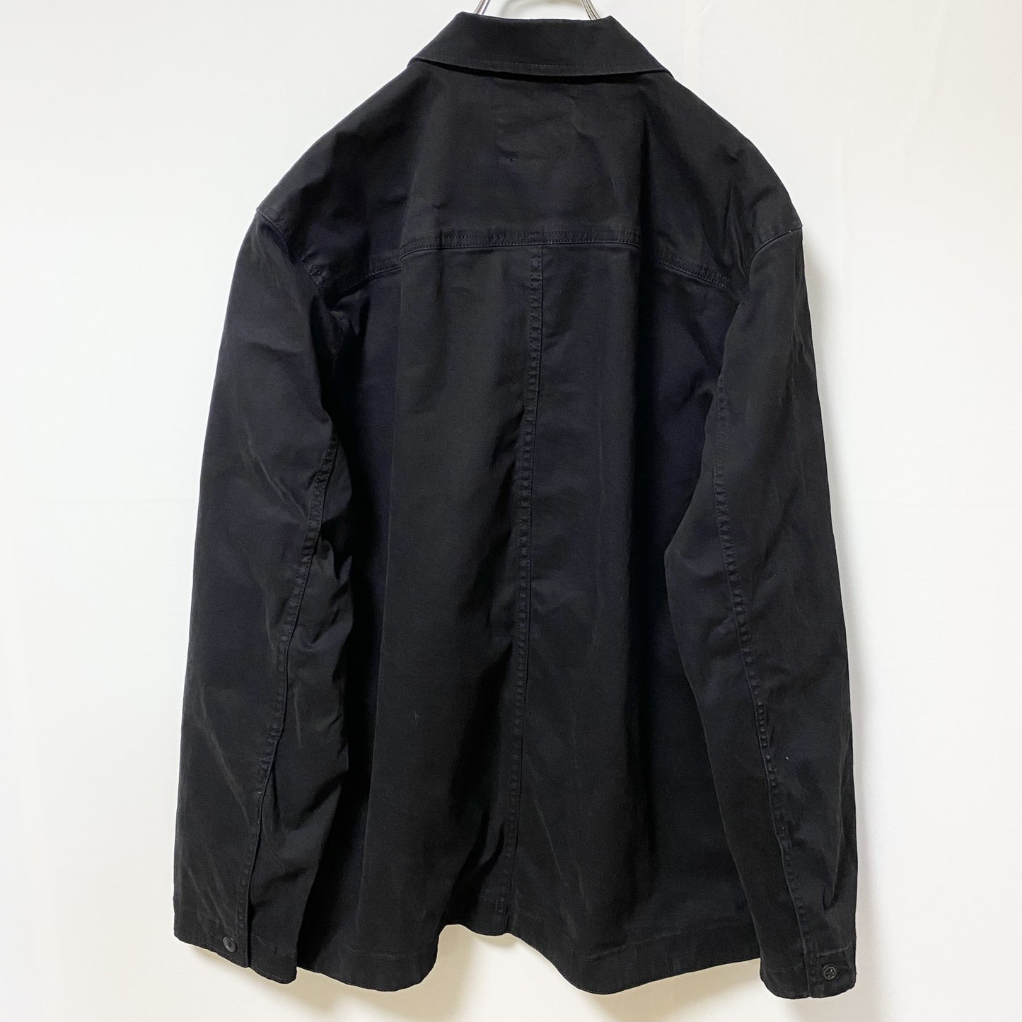 古着 used　GEORGE　長袖ワークジャケット　ジップアップブルゾン　カバーオール　アウター　レトロ　黒　ブラック　Lサイズ