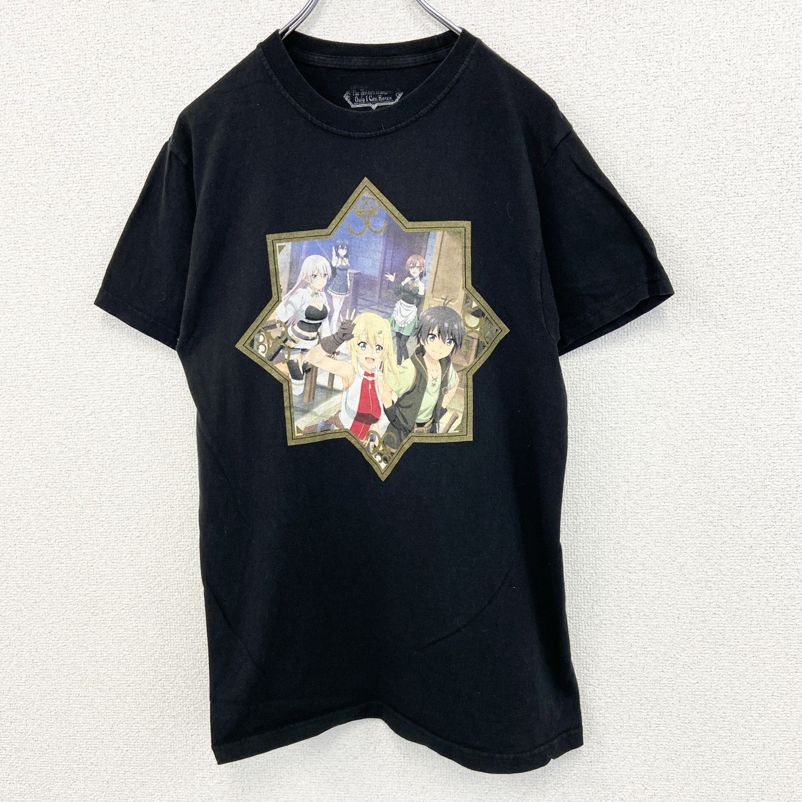 古着 used　俺だけが入れる隠しダジョン　半袖オリジナルアニメプリントTシャツ　黒　瀬戸メグル　クルーネック　Sサイズ