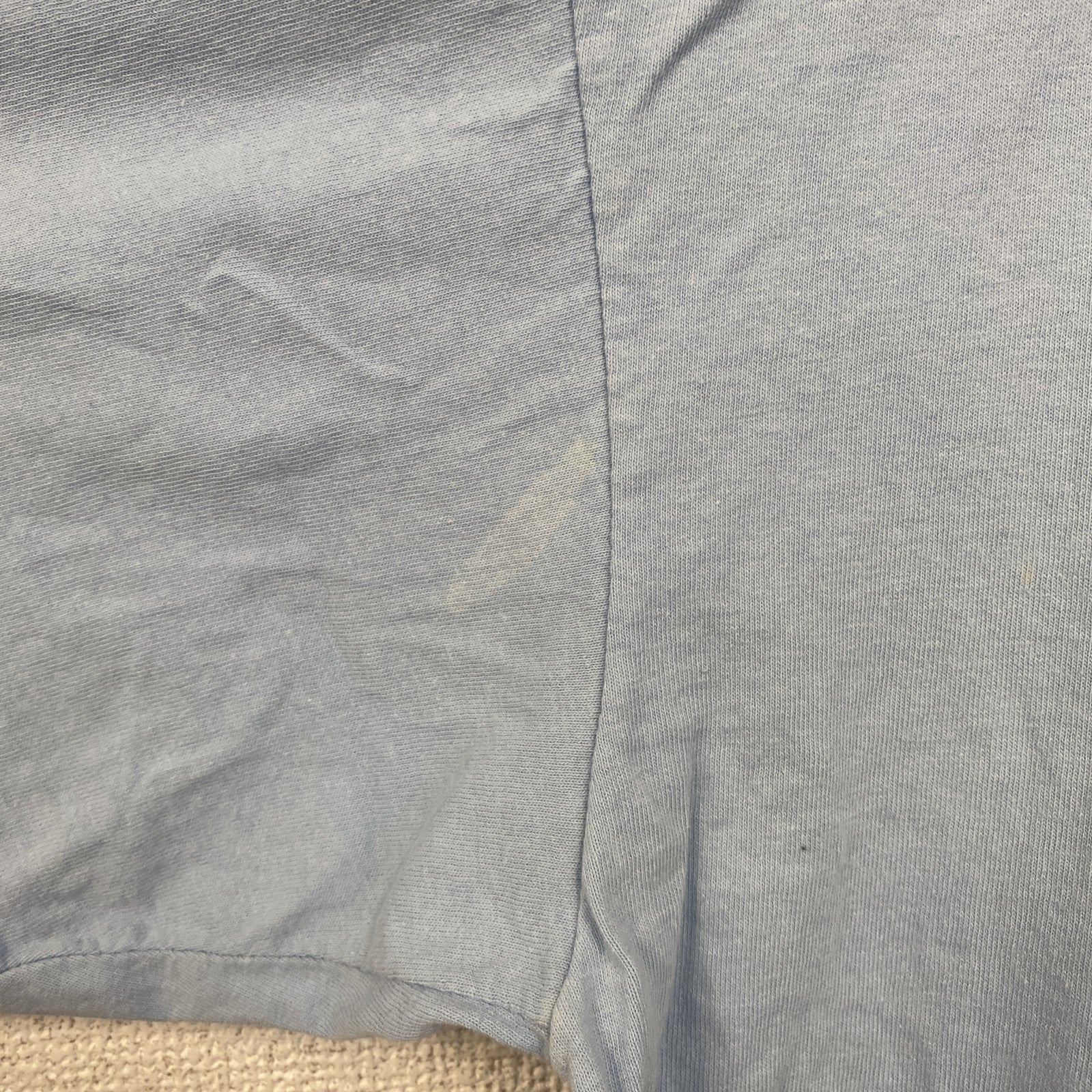 古着 used　90s　半袖プリントTシャツ　USA製　コットン100%　シングルステッチ　花　蝶　水色　ライトブルー　Lサイズ