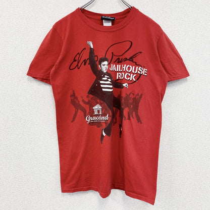 古着 used　JAILHOUSE ROCK　半袖ムービープリントTシャツ　監獄ロック　レトロ　クルーネック　赤　レッド　Ｍサイズ